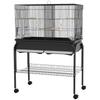 Indoor Bird Cage with Tray, Shelf and Wheels with Brakes, 85x49x119 Cm, Black