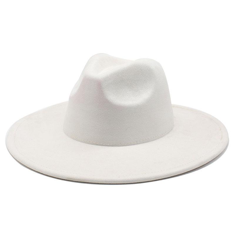 Unisex Suede Wide Brim Fedora Hat Ethnic Style Gentle Hat
