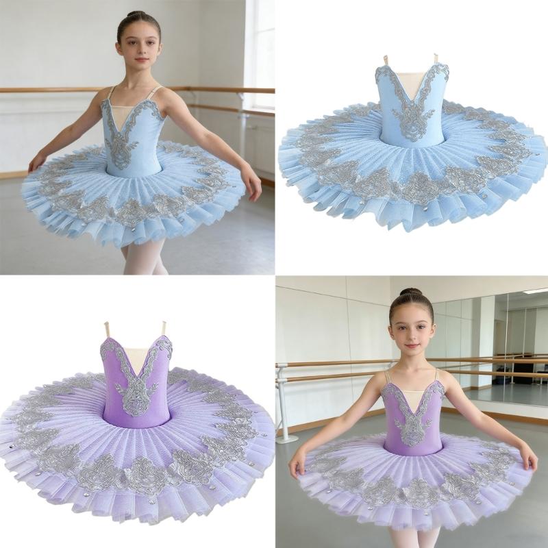 Girls Camisole Skirted Leotard Cygnet Lake Ballet Dance Outfit Tutus Princess Dress Ballerinas Costume for Performances