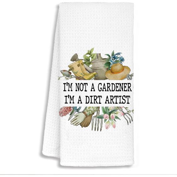 Gardening Gifts for Plant Lovers,Gardening Gifts for Women Dish Tea Towels for Kitchen,Gardner Kitchen Towel, Farmhouse I ll Be in My Office Floral Graden-white