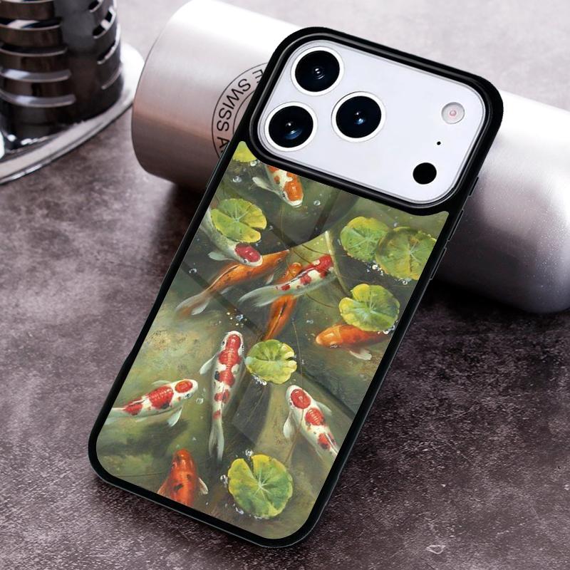 Koi Carp Fish Painting Phone Case for iPhone 17 16 15 Pro Max Air 14 13 12 11 Plus Shockproof Cover
