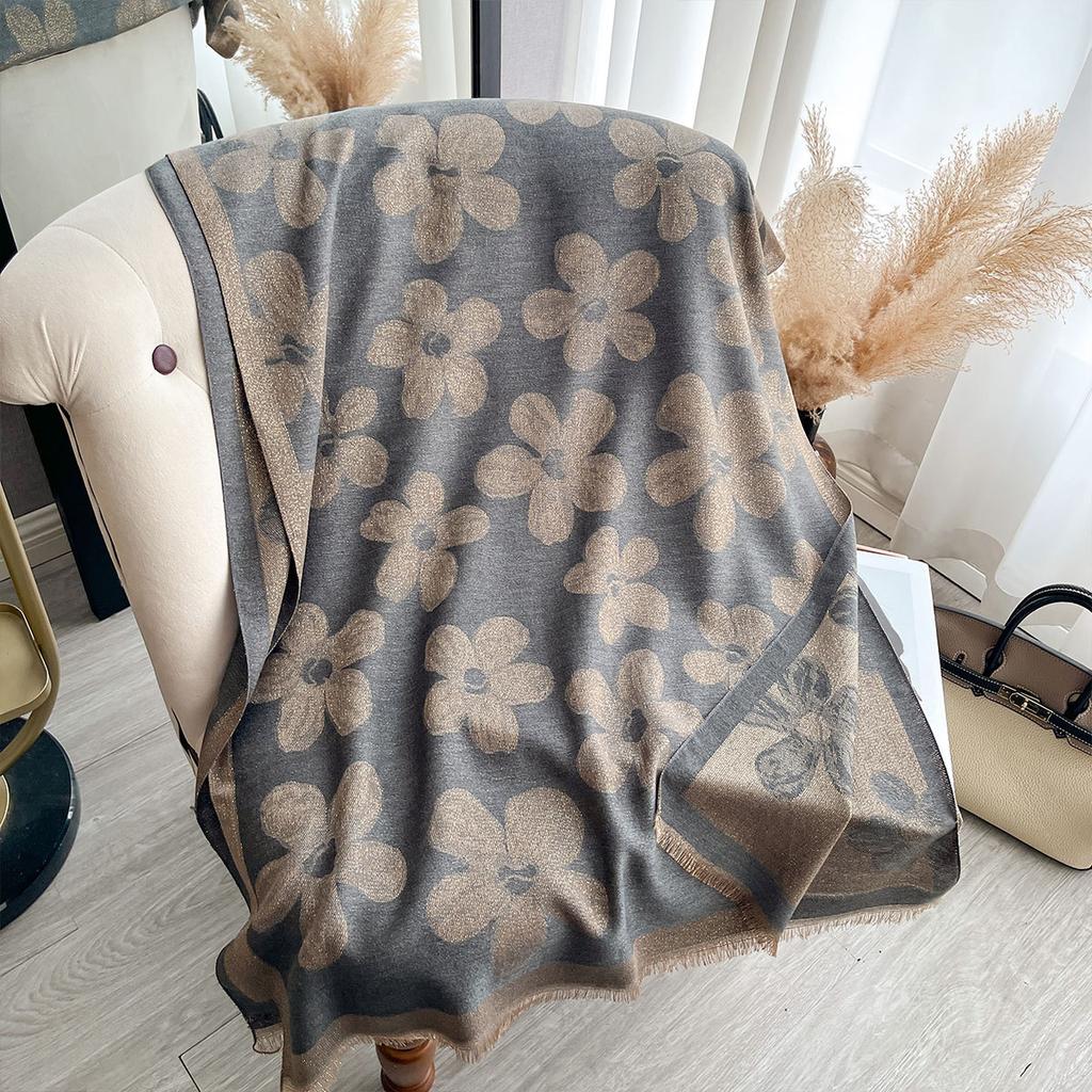 Trend Gold Thread Imitation Cashmere Thin Double-Sided Shawl Fashion Internet Celebrity Big Brand Scarf Of The Same Style