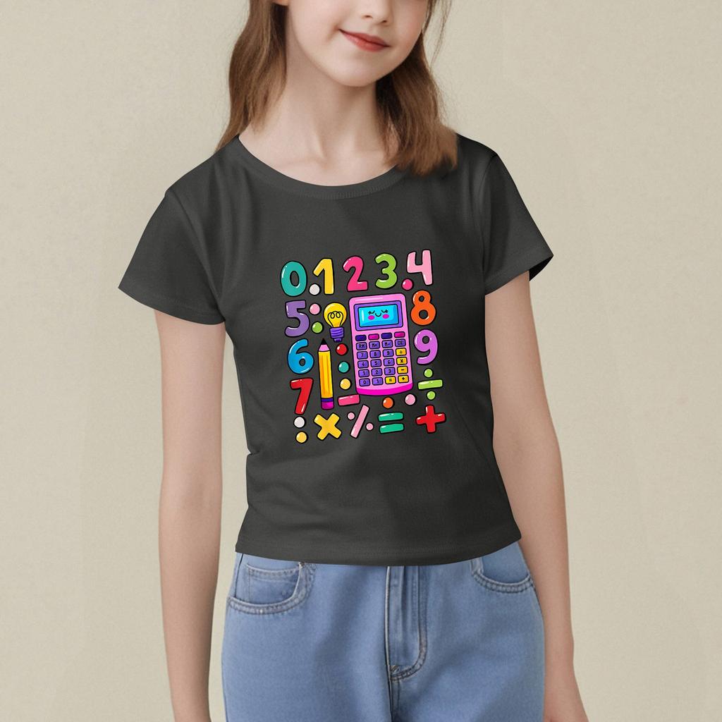 Dziecięca Koszulka z Nadrukiem z Krótkim Rękawem z Okrągłym Dekoltem Casualowa Wygodna Luźna Lekka