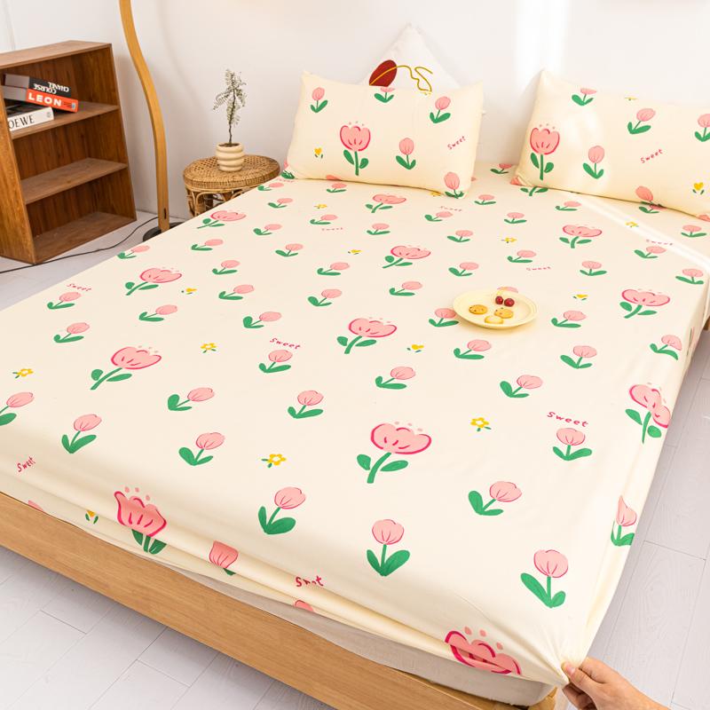 Printed Fitted Sheet Sets Lençol Single/Full/Queen/King Size Bed Sheets with Pillowcase for Home Elastic Band Mattress Cover