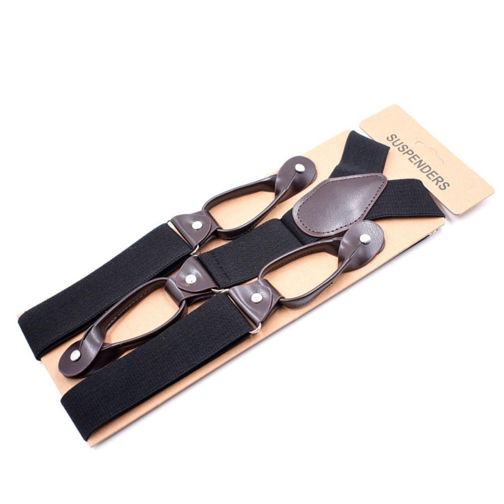 Leather Trimmed Vintage Suspenders Button End Y Back Suspenders Button End Suspenders  Party