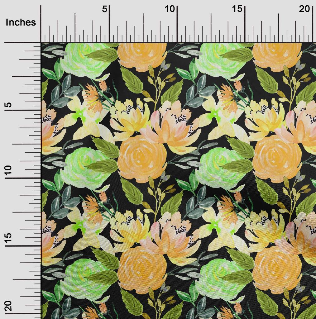 oneOone Cotton Flex Lime Green Fabric Florals Sewing Fabric By The Yard Printed Diy Clothing Sewing Supplies 40 Inch