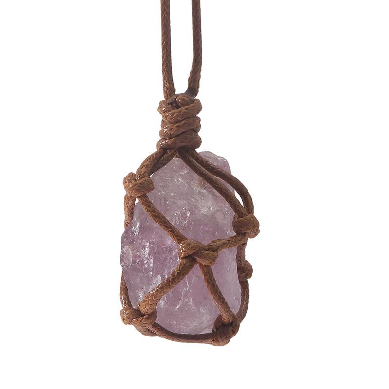 

Подвеска из натурального хрусталя ручной работы с сетчатым мешочком из неровных камней 55mm x 30mm x 20mm