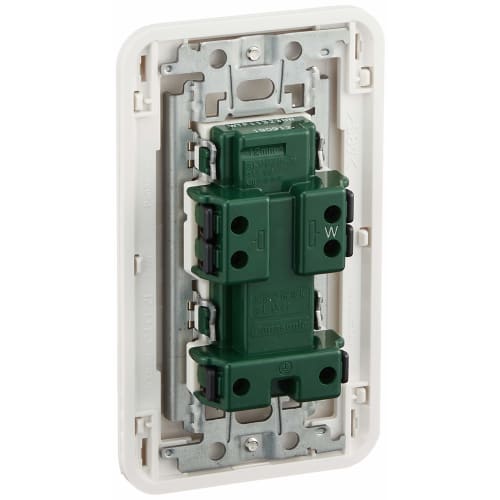 Panasonic Cosmo Series Wide 21 Grounded Double Outlet with Embedded Earth Terminal with Plate White/P WTP113238WP