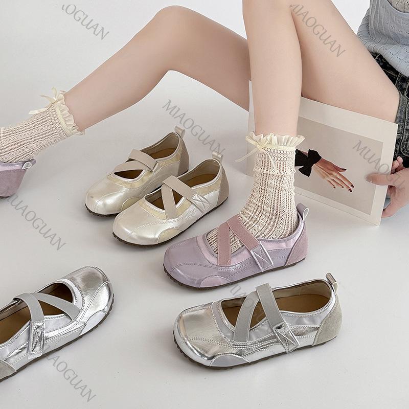 Fashion Summer Fashion Ballet Style Single Shoes Girls Shallow Mouth Round Toe Casual Flats Fashion Cross Tied Comfortable Flat Shoes