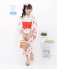 Bee Yukata Set for Easy to Wear for Fireworks White with Colorful Ribbons 3-Piece Girls, Summer, Striped, Checkered, Goldfish, Shirring, Festivals,