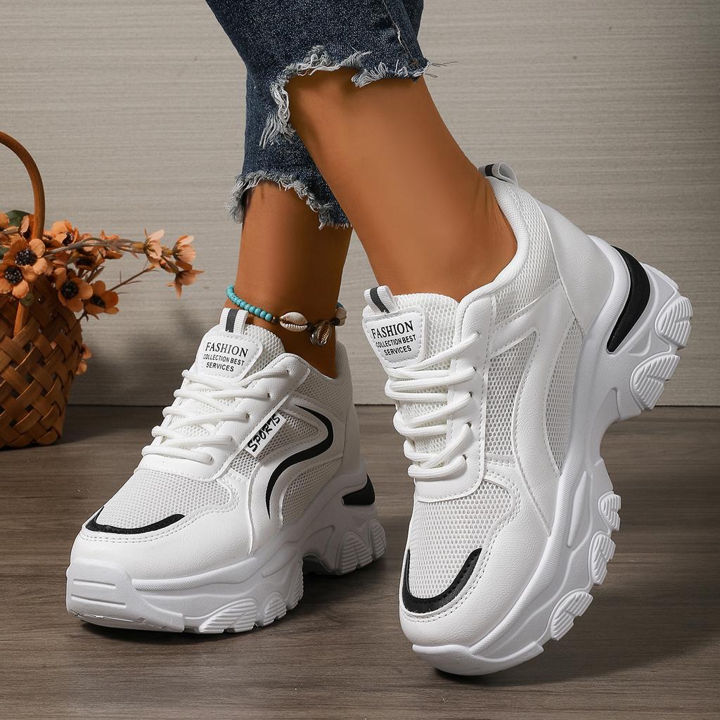 Fashion Ladies Shoes 2025 New Lace-up Women's Vulcanize Shoes Fashion Plus Size Mesh Outdoor Slip-Resistant Comfortable Casual Shoes