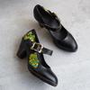 Johnature Retro Genuine Leather Printed Women's High Heels Comfortable Round Toe Thick Heels Pumps