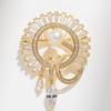 New Sun Wreath Brooch Women's Light Luxury Full Diamond Pearl Brooch Shiny Metal Pin Accessories