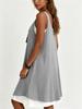 Women's Sleeveless Fake Two-Piece Vest Dress, Casual A-Line Midi Dress, Loose Fit, Color Block Patchwork, U-Neck, Cotton Blend