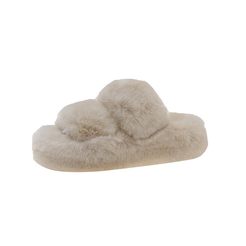 Open Toe Fluffy Slippers Indoor Warm Fur Female Slides Fashion Plush Women House Shoes Women Winter Fuzzy Slippers