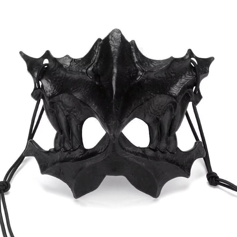 Halloween Halbgesichtsmaske - Schwarzer Tiger Yaksha Tengu Werwolf Cosplay