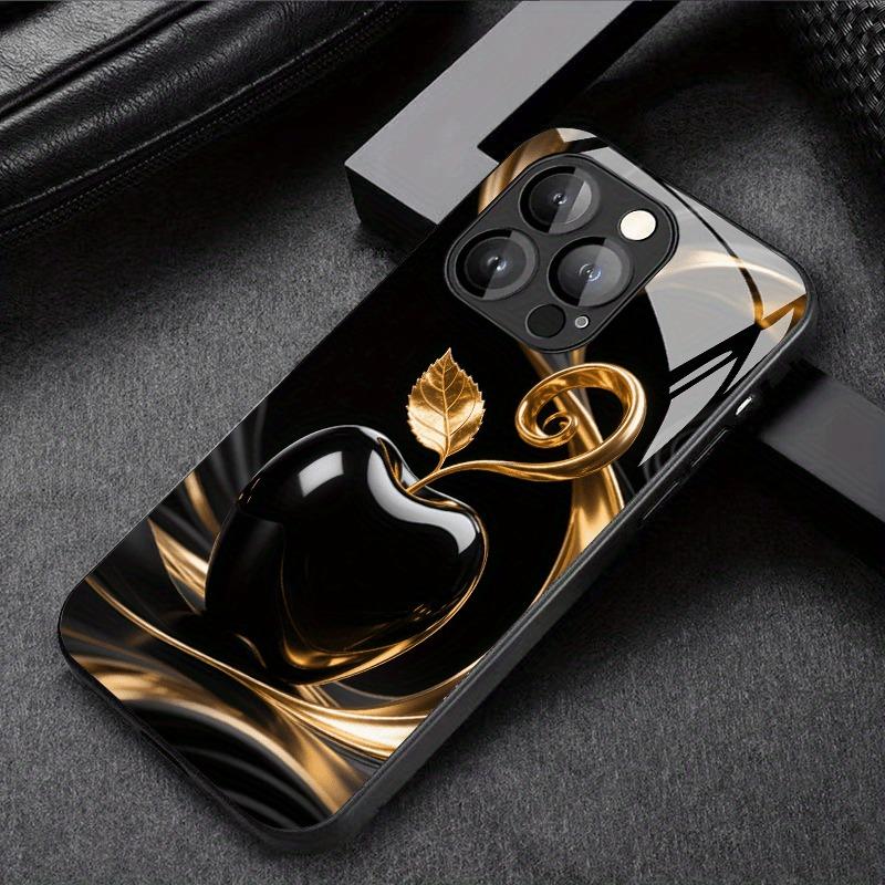 Black Gold For Apple Pattern Tempered Glass Phone Case For iPhone 17 Pro Max 16 15 14 13 12 11 Pro 17 Air 7 8 Plus XS X XR Cover