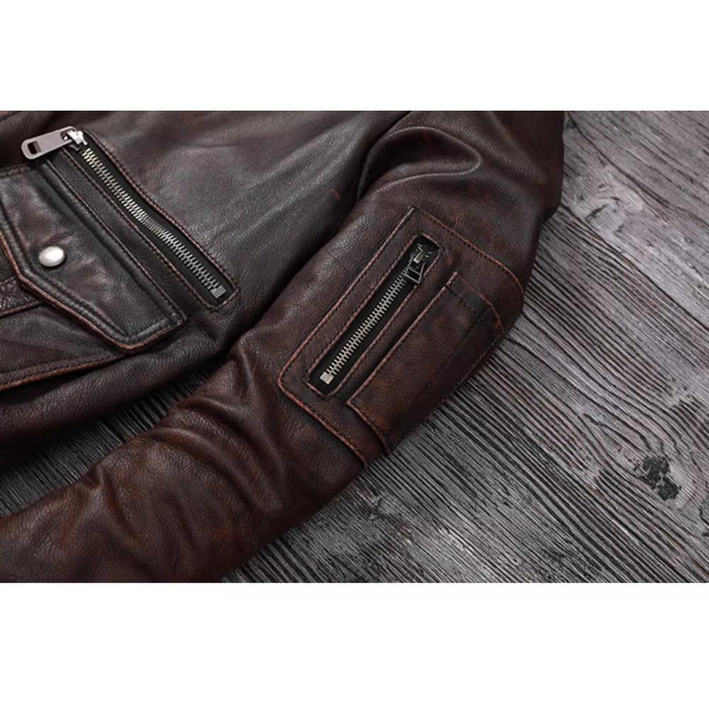 Chinese Size Vintage Genuine Leather Jacket Men Real Cowhide Air Force Flight Suit A2 Pilot Jacket Bomber Jacket