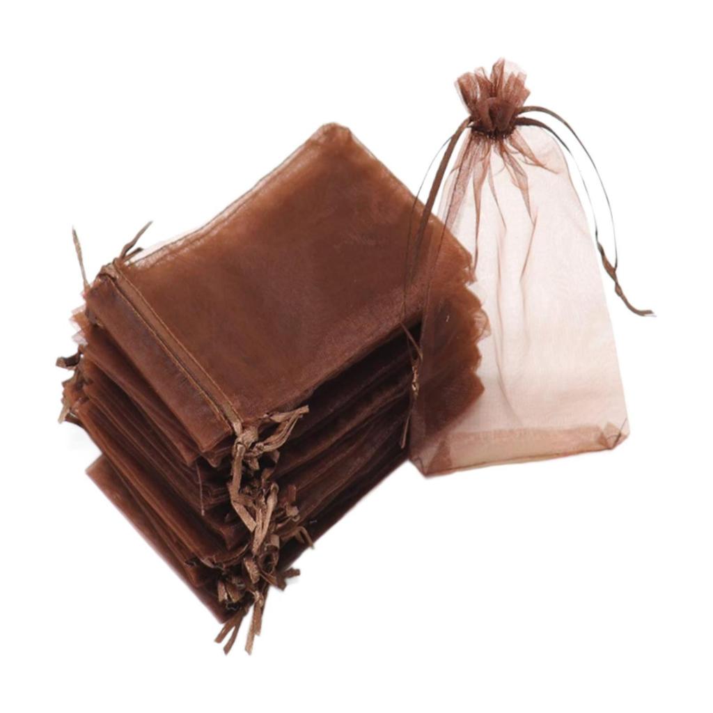 100Pcs Christmas Gift Bags Festival Pouches Small College Graduation Mini Sheer Drawstring Organza Bags Wrapping Bags Candy Bags