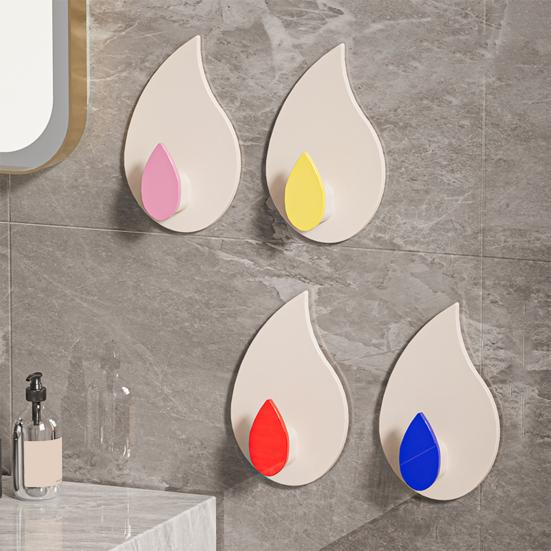 4Pcs Self Adhesive Wall Hooks Towel Coat Hangers Strong Load-bearing Simple Installation Bathroom Shower Storage Hooks