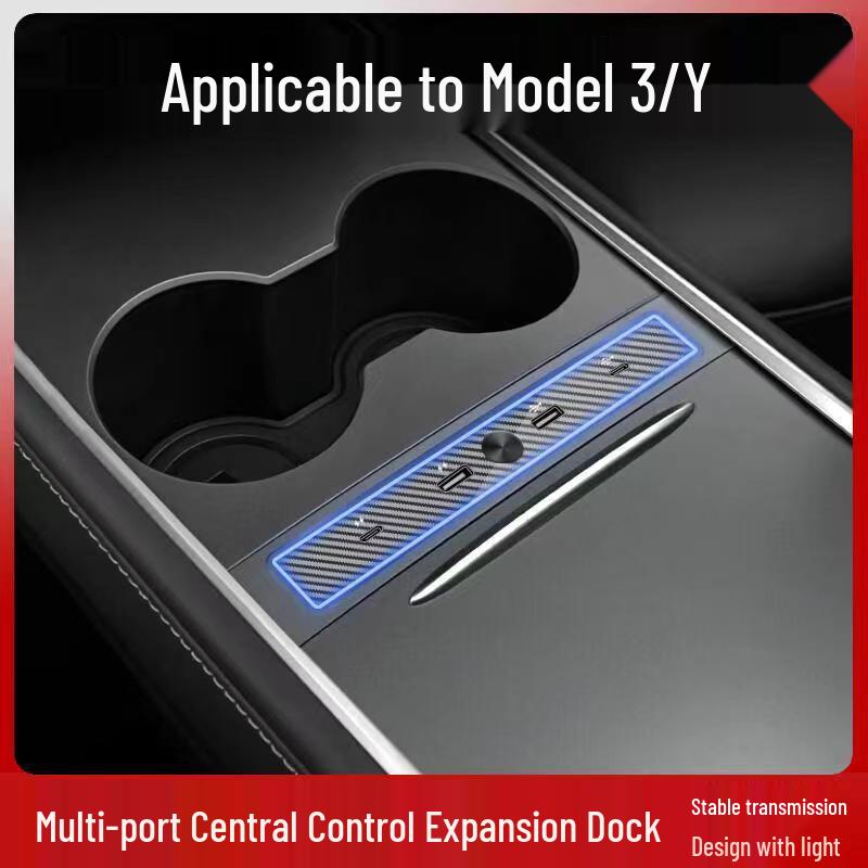 Tesla Model 3/Y USB Hub: Multi-Port Docking Station with PD Fast Charging for Center Console