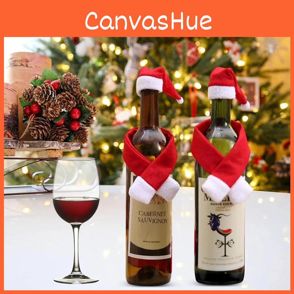 Bottle Christmas Wine Decoration Nonwoven Fabric Scarf Hat Supplies Seasonal
