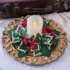Christmas Wreath for Candlestick Decoration Garland Artificial Flower Candle Wreath Wedding Party New Year Decor Xmas Ornaments