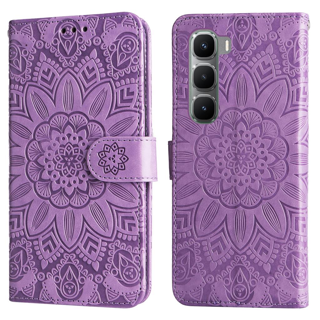 For Infinix Hot 60 Pro 4G Case Sunflower Imprint Leather Wallet Phone Cover