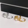 Brushed Retro Rhombus High-End Open Ring Personalized Light Luxury Diamond-Set Zircon Stacked Ring