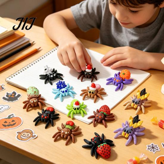 Hatching Spider Eggs 3D Printed Egg Set with 10Pcs Articulated Small Spiders, Movable Joint Unique Holiday Gifts Figurines, Halloween Fidget Toy, Kids