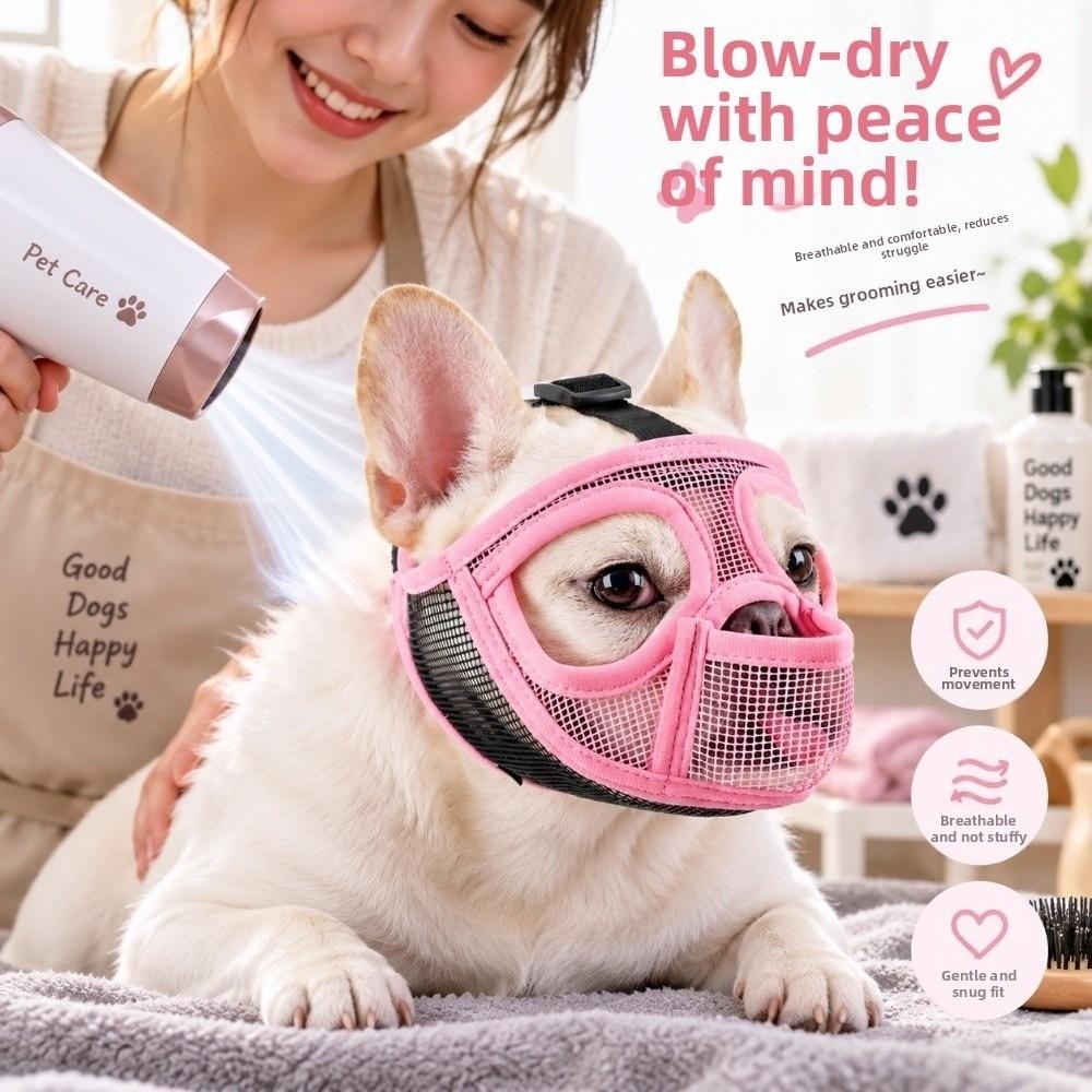 Verstellbarer Riemen Netz Hundemaske Anti-Biss Bulldoggenmaske Haustiermundmaske Hund Outdoor