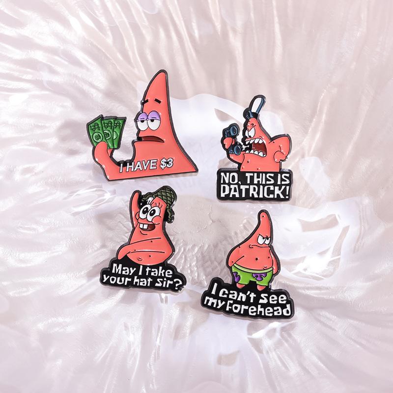 Alloy Unique Starfish Brooch Featuring Cute Cartoon Character Design For Trendy Accessory