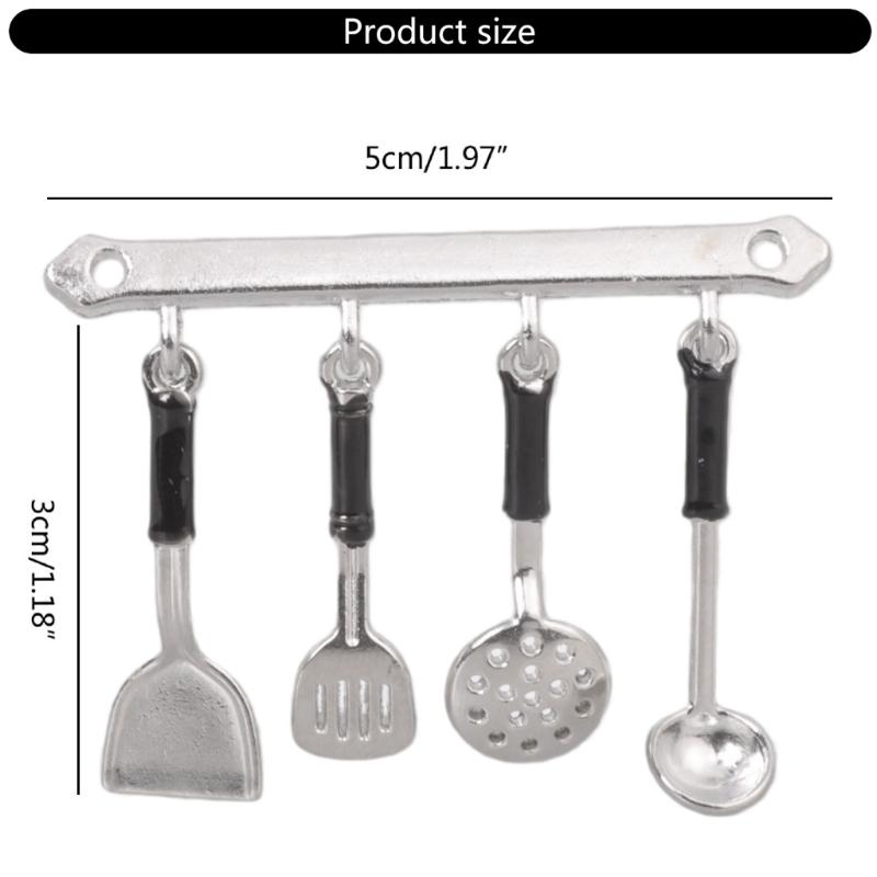 Alloy Miniature Kitchen Tool Set Wall Mount Design Shovel Spoon For Dollhouses Simulation Food Accessory