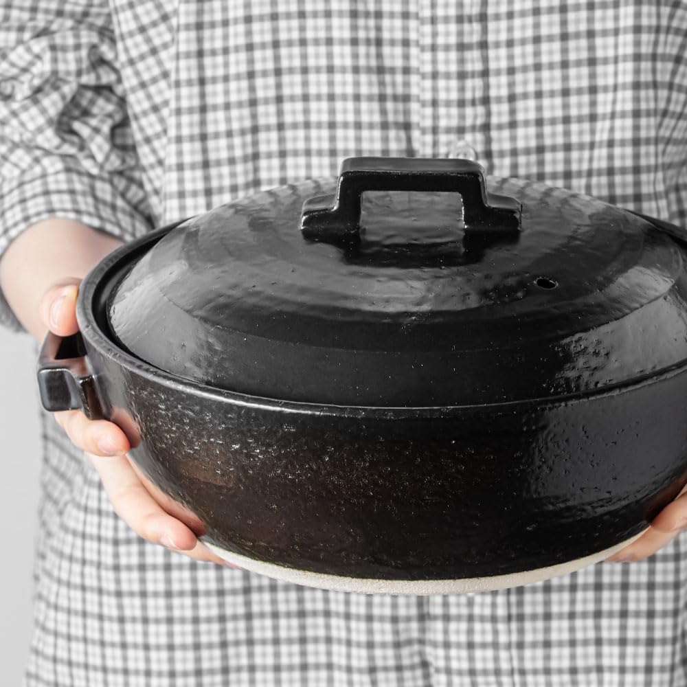 Banko Ware Earthenware Pot Haretoke Black 8 Made In Japan For People IH Compatible Open Flame Compatible Oven Compatible Microwave Compatible Deep