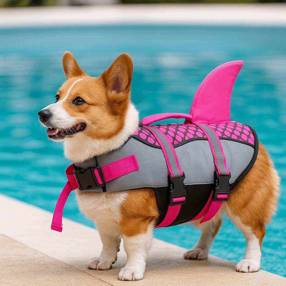 Enhanced Buoyancy Dog Swimsuit Reflective Dogs Swimming Clothes Shark Dog Life Jacket  For Dogs