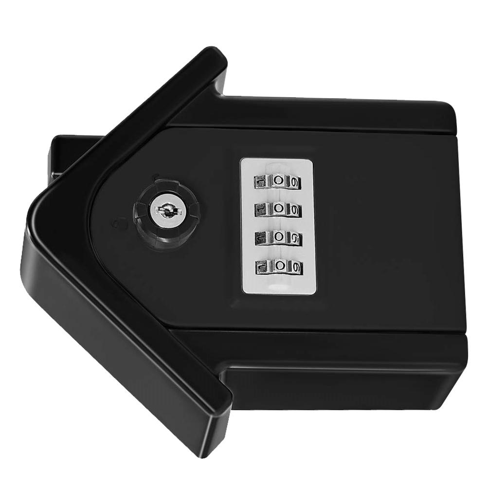 WallHanging Zinc Alloy AntiThief 4Digit Password Key Storage Box Kit for Home Factory Office(Black )