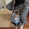 Summer trend contrasting color small bag women's new fashion messenger bag casual denim portable bucket bag