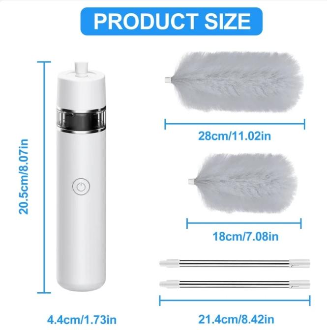 Plumero eléctrico giratorio de 360°, ajustable, para limpieza de sofás, hogar, herramienta giratoria