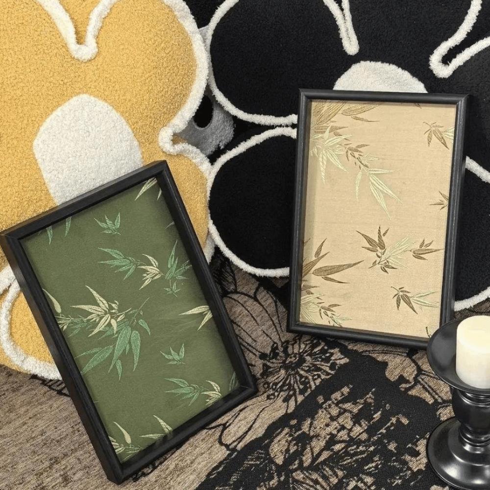 Embroidery Pattern Bamboo Leaf Serving Tray Chinese Style Tea Food Tray New Storage Tray Home Use