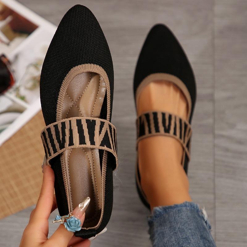 Flat Flying Weave Pointed Shallow Single Shoes Women's Breathable