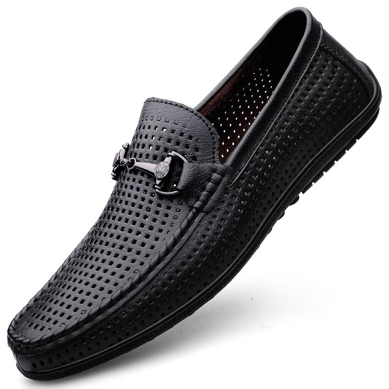 Fashion 2025 New Men Genuine Leather Loafers Non Slip Office Shoes Breathable Outdoor Slip on Flats Casual Shoes Man Dress Moccasins