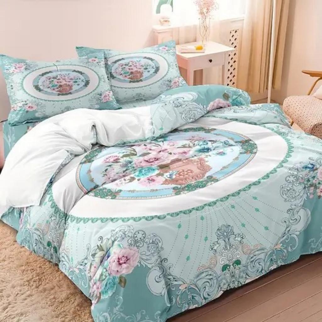 Dopamin Buntes Blumenmuster Romantischer Bettbezug Queen King Size Frühling Blumenmuster Bettwäscheset Raumdeko 3-teiliges Set Ohne Steppdecke