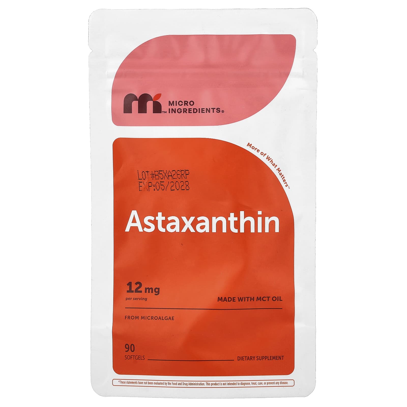 Micro Ingredients, Astaxanthine, 12 mg, 90 Gélules Molles