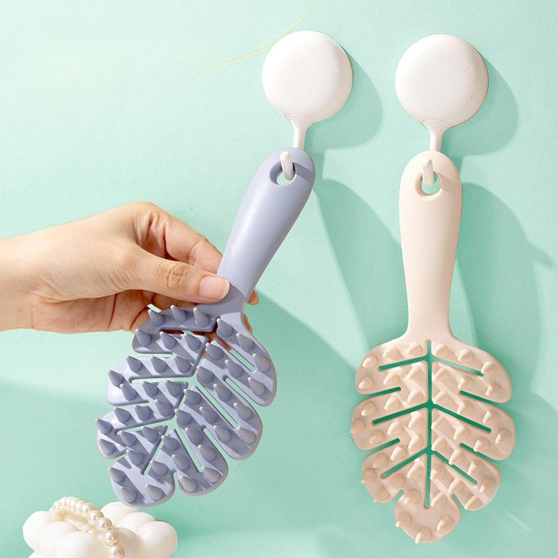 1Pc Leaf Shampoo Brush Scalp Massage Brush Head Washing Comb Two-sided Hair Massager Bath Brushes Body Scrubber Hair Accessories