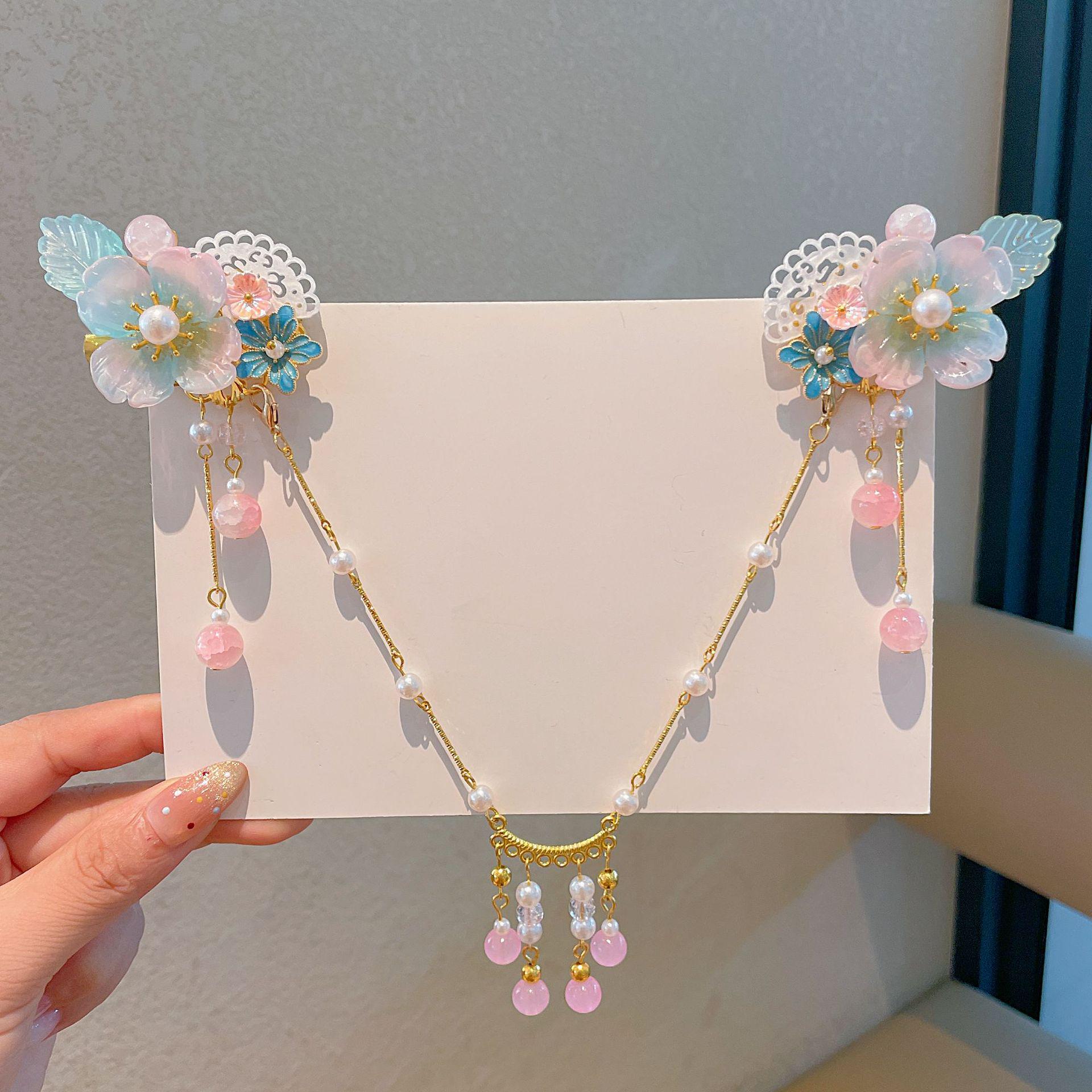 

Аксесуари для волосся в стилі ханьфу: Дитячий головний убір з ланцюжком на лоб, китицею та дизайном принцеси-феї