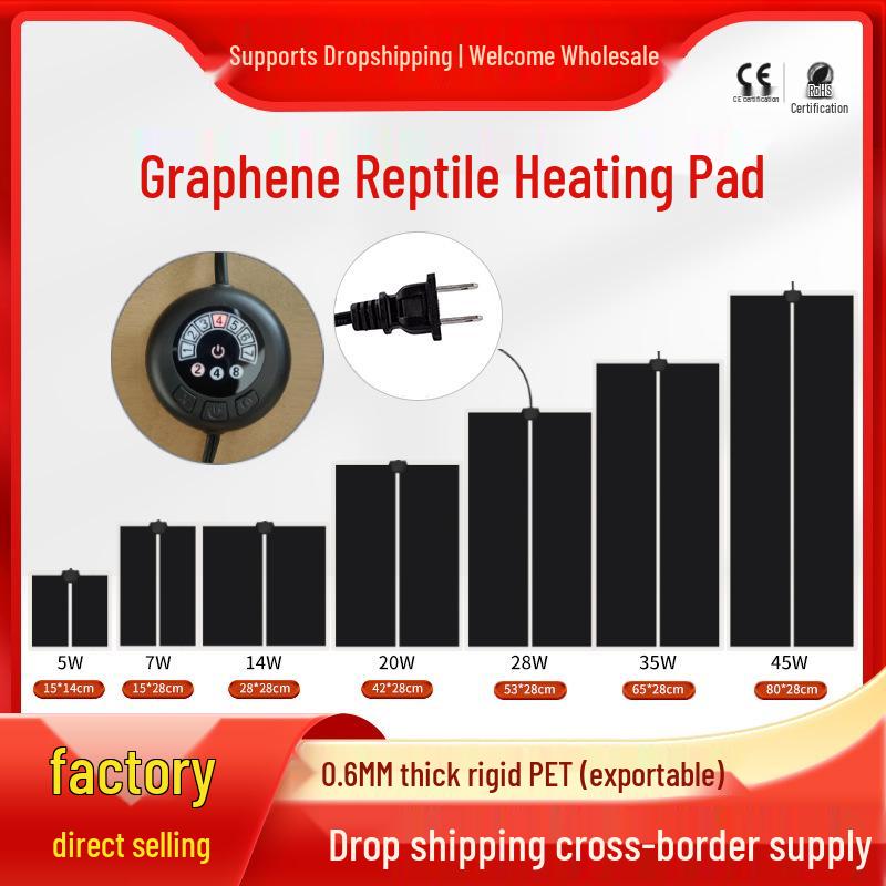 Reptile Heating Pad with 7-Speed Timer for Turtle Terrarium and Tank - Compatible with National, European, American, and British Standards