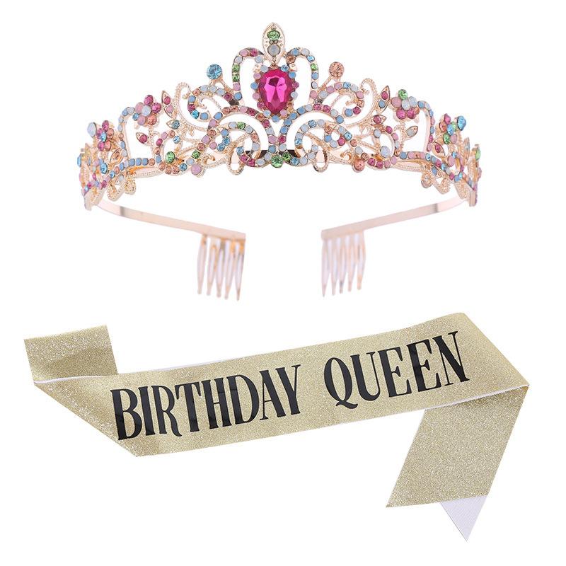 European and American Bridal Crown Tiara Alloy Crystal Wedding Hair Accessories Crown Birthday Party Headband Jewelry