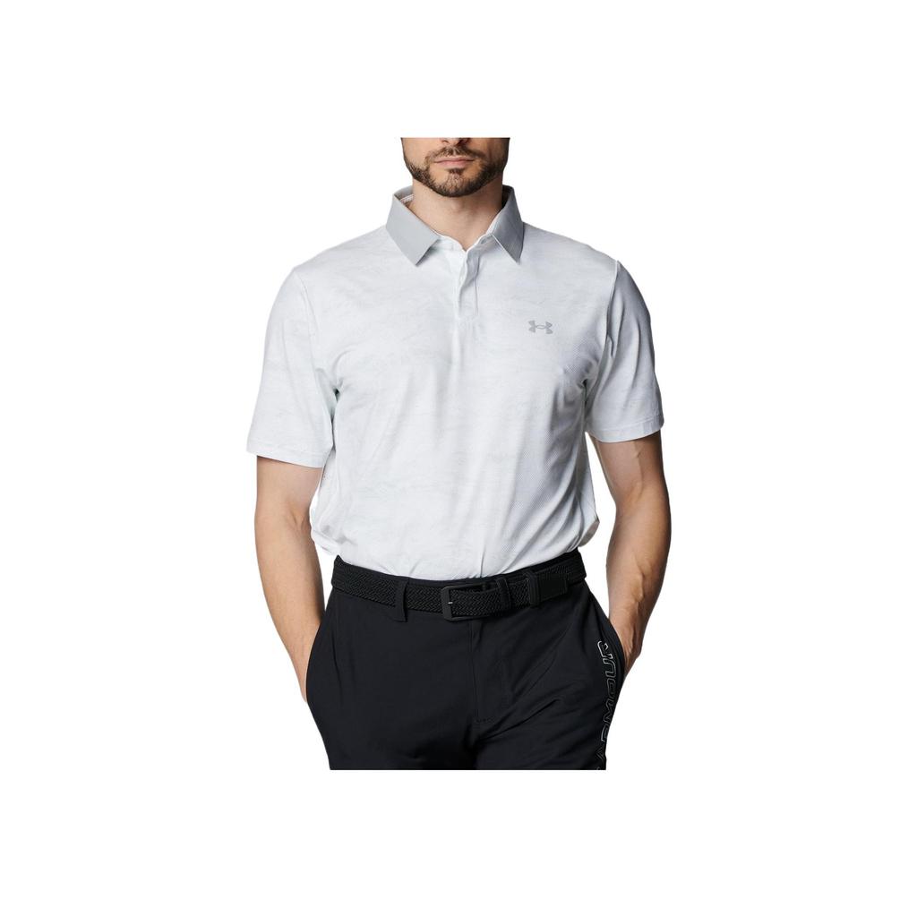 Under Armour Drive Chill Iso-Chill Series Print Comfortable Fashion Simple Versatile Short Sleeve Polo Shirt Men tops White Gray 1389597-100