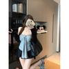 Kumikumi Pure Desire Style Sexy Gray Strapless Vest Women's Black Outwear Autumn High Waist Skirt Three-Piece Set