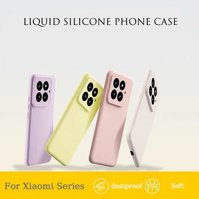 Original Liquid Silicone Phone Case For Xiaomi 15 Pro 14 13 Ultra Pro Shockproof Flannel Lining Protective Cover Soft Shell